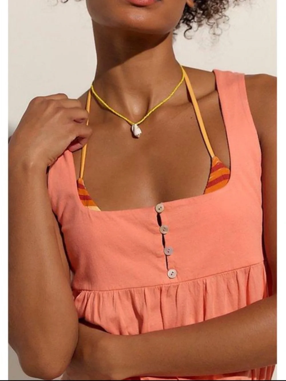FREE PEOPLE Hally Cotton Jersey Mini Dress in Peach Pink, NWT, size L